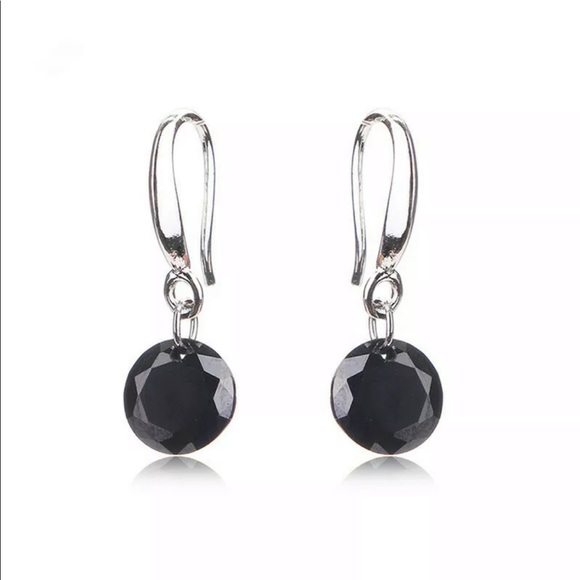 New Zircon Crystal Earrings black diamond shaped - Picture 1 of 2
